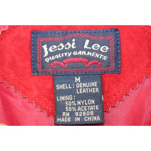Jessi Lee 100% Leather Red Western Prairie Jacket-Size Medium-Pockets - Picture 6 of 9